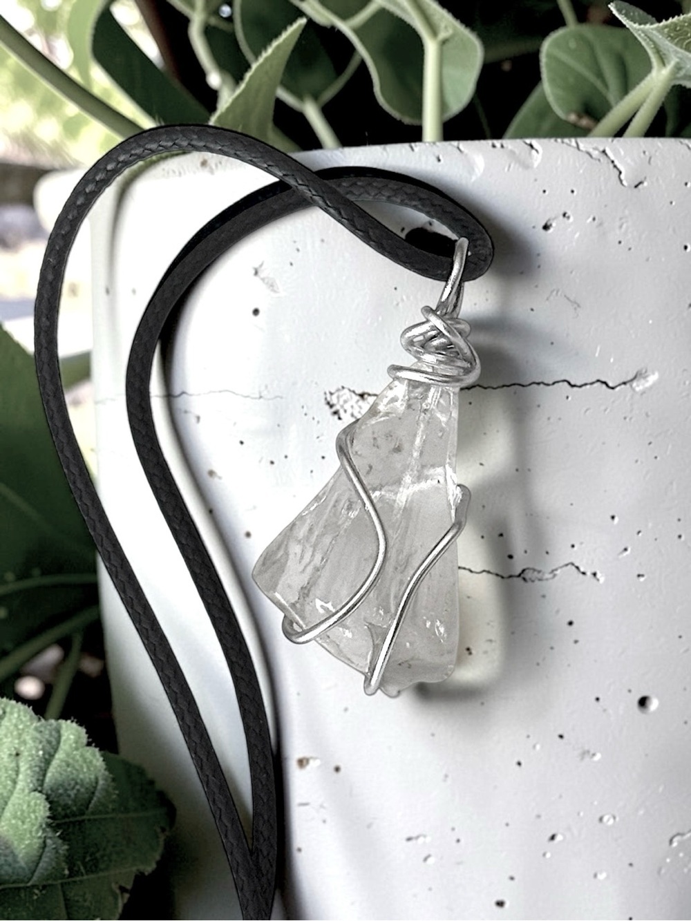 5 For $25💫Handcrafted Wire Wrapped Clear Sea Glass Pendant Necklace